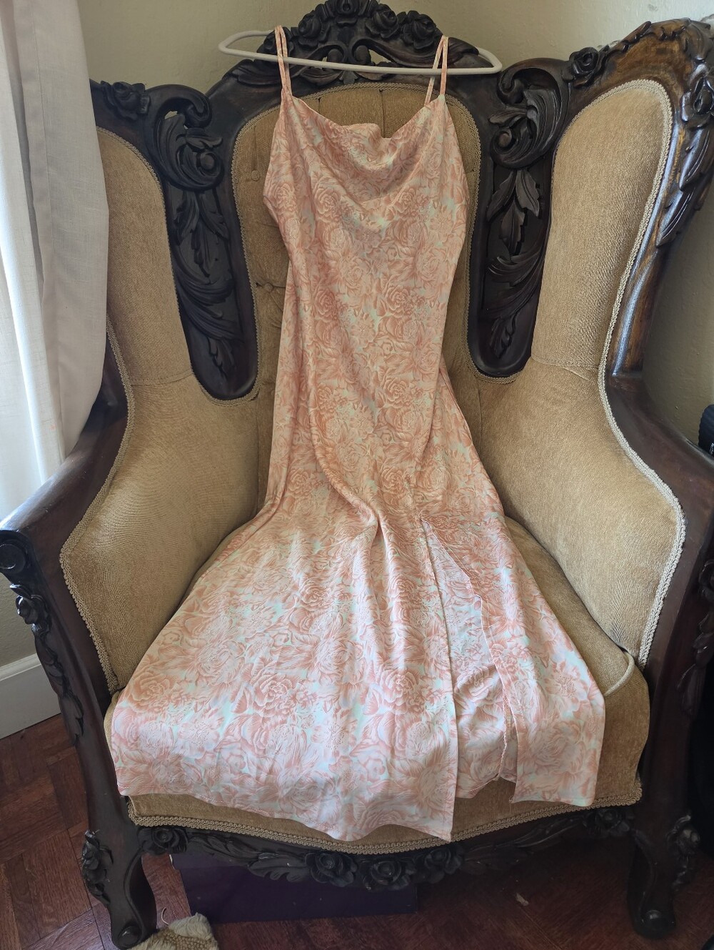 Paper Heart Floral Pink Slip Maxi Dress with Spaghetti Straps